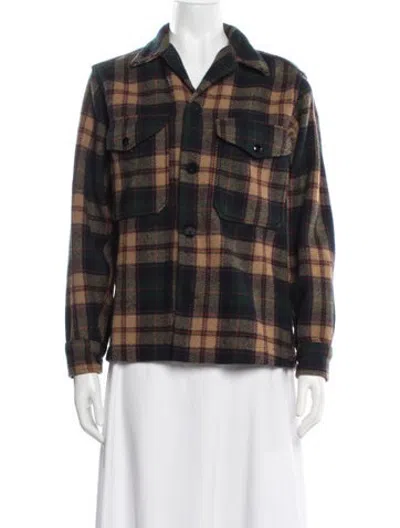 Pre-owned Pendleton Virgin Wool Plaid Print Jacket In Blue