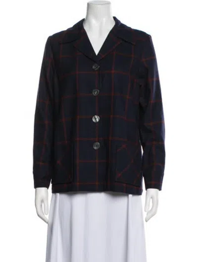 Pre-owned Pendleton Virgin Wool Plaid Print Jacket In Blue