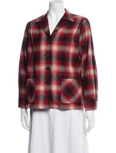 Pre-owned Pendleton Virgin Wool Plaid Print Jacket In Red