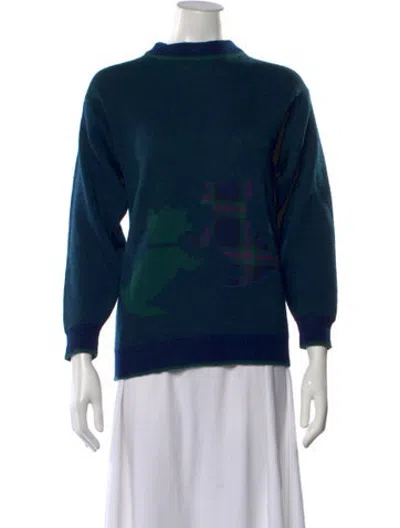 Pre-owned Pendleton Virgin Wool Plaid Print Sweater In Blue