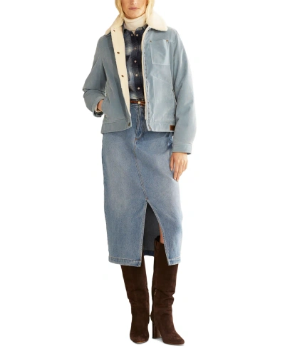 Pendleton Women's Wind River Fleece-trim Corduroy Jacket In Faded Blue