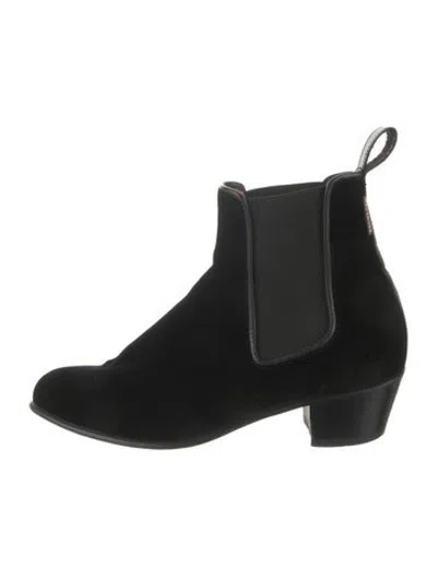 Pre-owned Penelope Chilvers Suede Chelsea Boots In Black