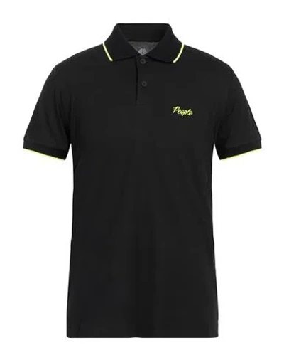 People Of Shibuya Man Polo Shirt Black Size L Cotton, Elastane