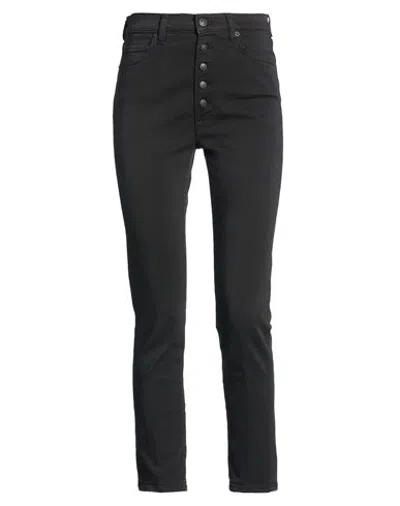 People (+)  Woman Pants Black Size 26 Cotton, Elastomultiester, Elastane