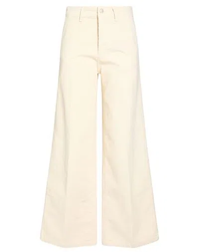 People (+)  Woman Pants Ivory Size 30 Cotton, Elastane In White