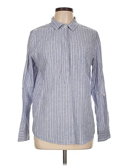 Pre-owned Per Se Long Sleeve Button Down Shirt In Blue