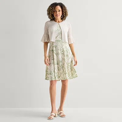 Perceptions Womens Leaf Jacket Dress In White