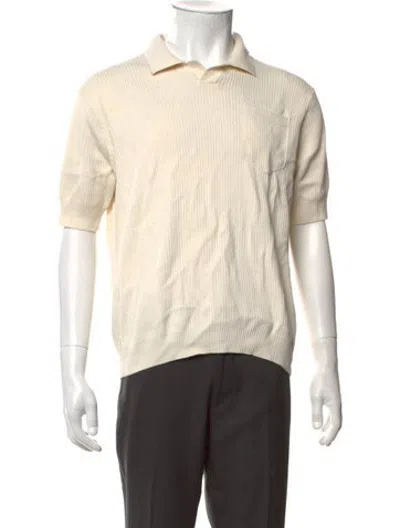 Pre-owned Percival Collar Short Sleeve Polo Sweater In Neutrals