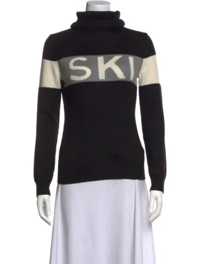 Pre-owned Perfect Moment Merino Wool Graphic Print Sweater In Black