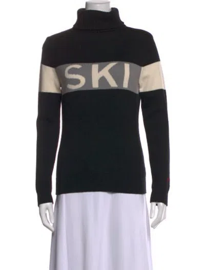Pre-owned Perfect Moment Merino Wool Graphic Print Sweater In Black
