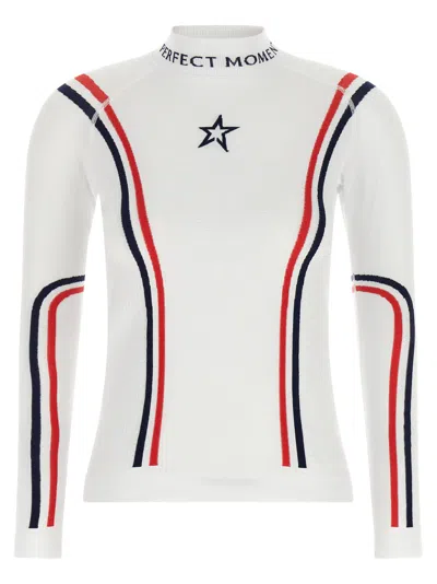 Perfect Moment White Stripes Mock Collar Sweater