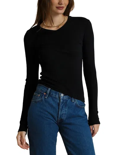 Perfectwhitetee Bianca Fitted Long Sleeve Tee In Black