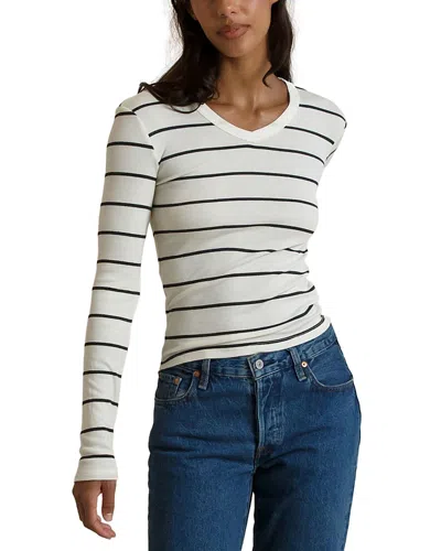 Perfectwhitetee Bianca Striped Fitted Long Sleeve Tee In Neutral