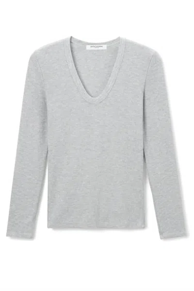 Perfectwhitetee Robyn Long Sleeve Tee In Heather Grey