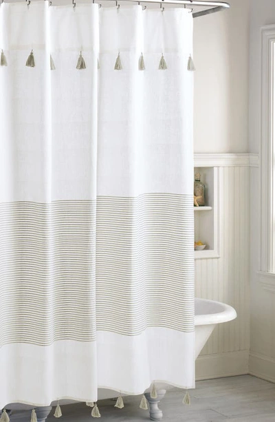 Peri Home Panama Stripe Shower Curtain In White