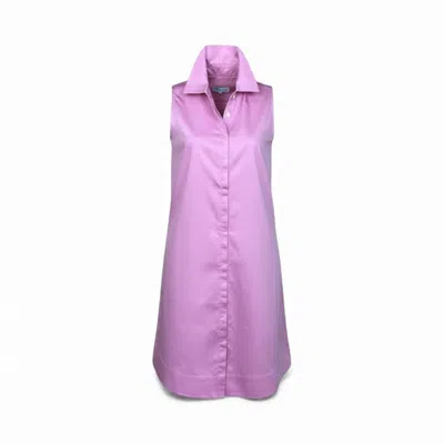Perlavera Women's Pink Crosby Rose Solid Cotton Satin Sleeveless Missy Fit Midi Dress