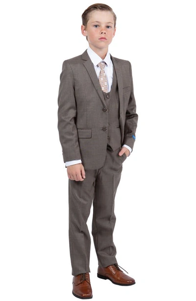 Perry Ellis Kids' Cocoa Five-piece Sharkskin Suit