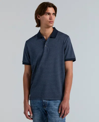Perry Ellis Men's Jacquard Cotton Stripe Polo Shirt In Blue