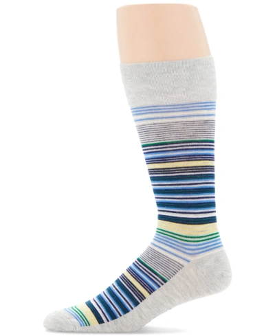 Perry Ellis Portfolio Men's Variegated Stripe Dress Socks In Heather Grey