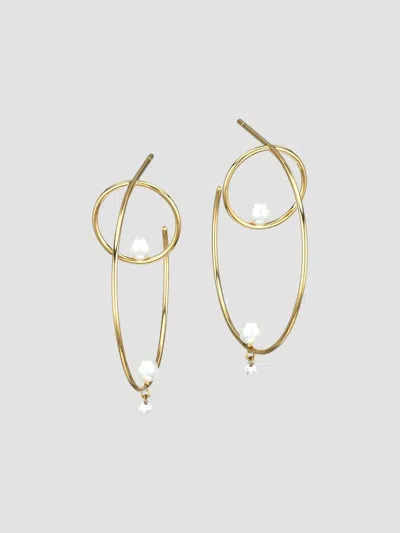 Persée Women's Turn Around 18k Yellow Gold, Faux Pearl & Diamond Creole Hoop Earrings