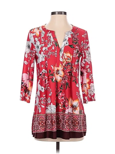 Pre-owned Perseption Concept 3/4 Sleeve Blouse In Red