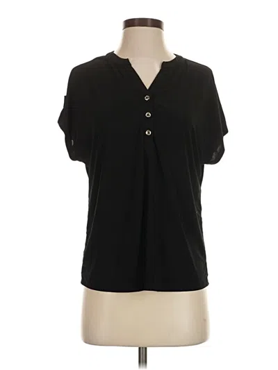 Pre-owned Perseption Concept Short Sleeve Henley Shirt In Black