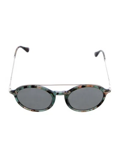 Pre-owned Persol Round Tinted Sunglasses In Green