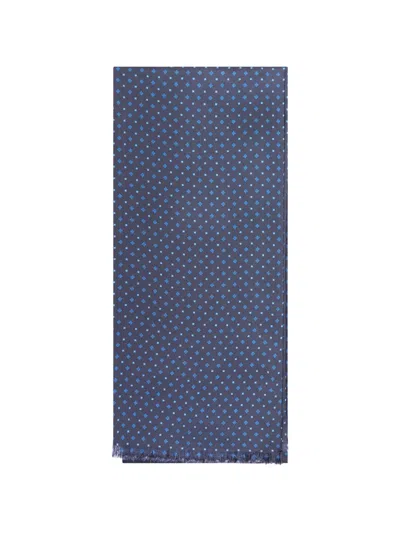 Personality X Suit Geometric-print Silk Scarf In Blue