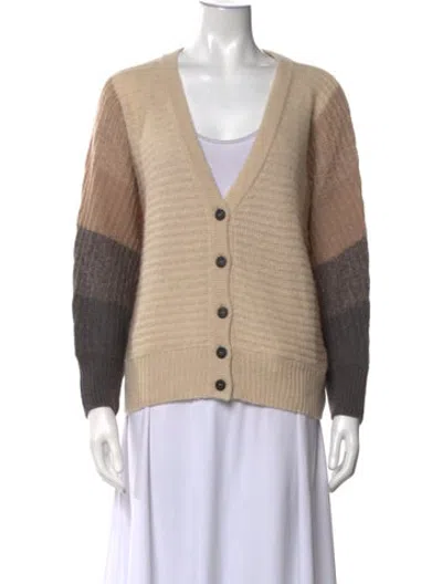 Pre-owned Peserico Baby Alpaca Colorblock Pattern Sweater In Neutrals