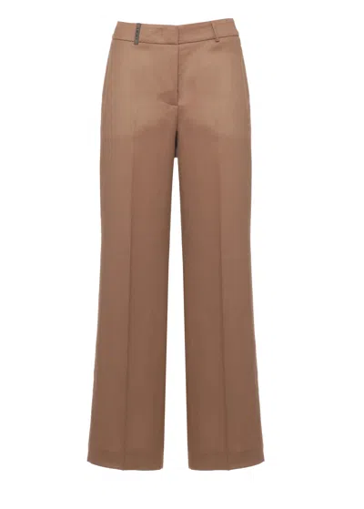 Peserico Brown Wide-leg Tailored Wool Pants