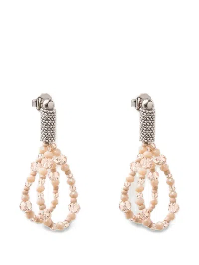 Peserico Crystal-pendant Drop Earrings In Silver