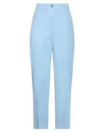 Peserico Easy Woman Pants Light Blue Size 10 Cotton, Elastane