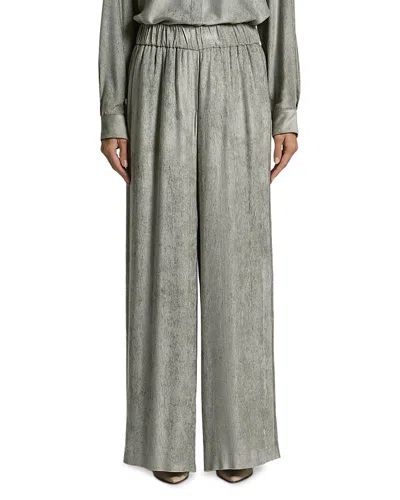 Peserico Flowy Viscose Corduroy Palazzo Pants In Green