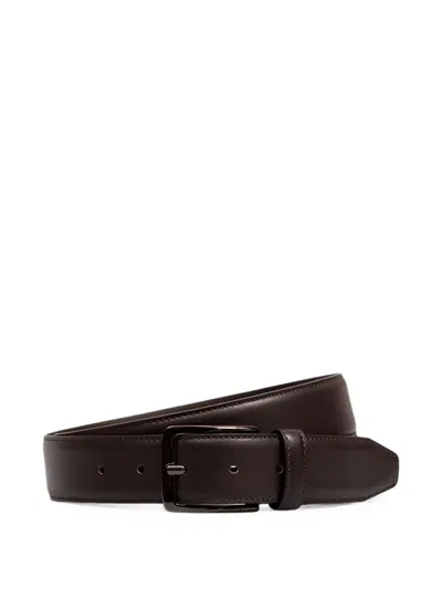 Peserico Leather Buckle Belt In Brown