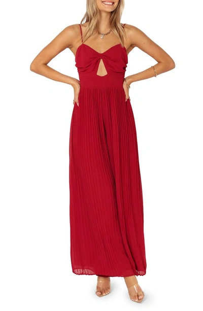 Petal And Pup Alice Pleated Wide Leg Jumpsuit In Red