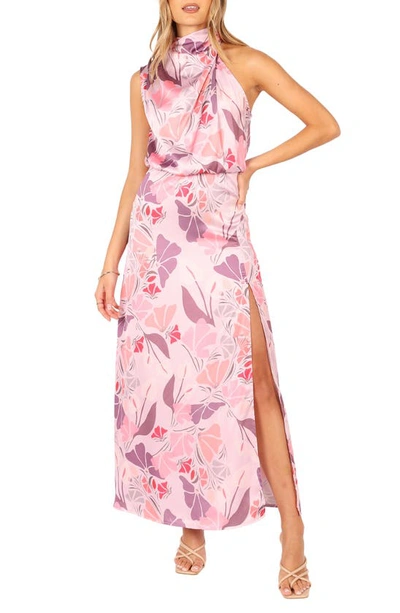 Petal And Pup Amelie Floral Sleeveless Satin Maxi Dress In Pink Floral
