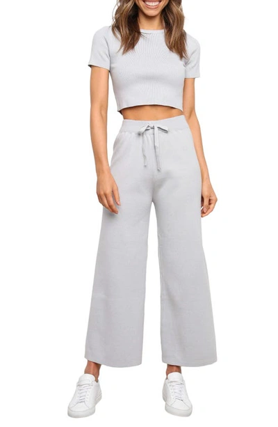 Petal And Pup Petal & Pup Ayers Crop Sweater & Wide Leg Pants Set In Grey