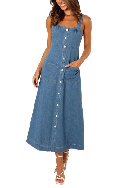 Petal And Pup Bettie Button Front Midi Dress In Denim