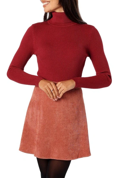Petal And Pup Cecil Turtleneck Rib Sweater In Burgundy