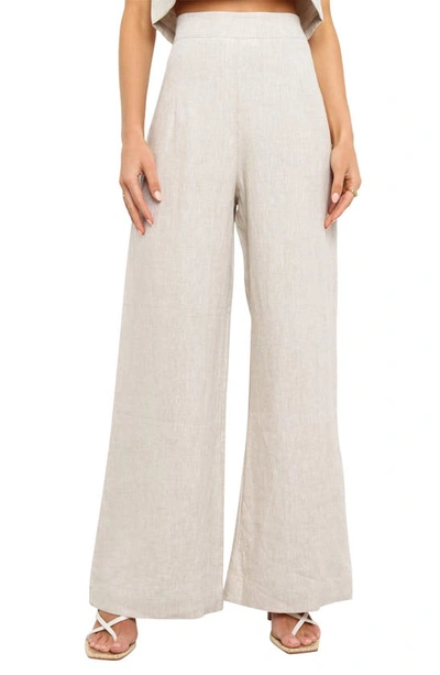 Petal And Pup Devlin Linen Wide Leg Pants In Beige