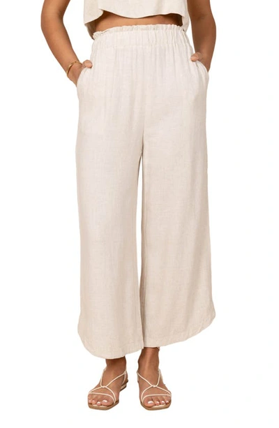 Petal And Pup Eleanor Wide Leg Linen Pants In Beige