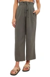 Petal And Pup Hawthorne Linen Blend Wide Leg Crop Pants In Olive