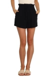 Petal And Pup Hawthorne Paperbag Waist Shorts In Black