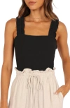 Petal And Pup Heidi Ruffle Strap Tank Bodysuit In Black