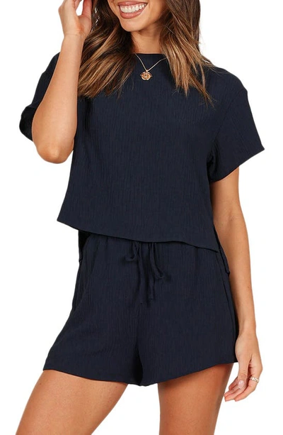 Petal And Pup Petal & Pup Ittai T-shirt & High Waist Shorts Set In Navy