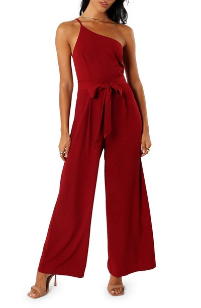 Petal And Pup Leyton Asymmetric Jumpsuit In Burgundy