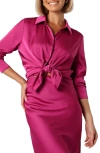 Petal And Pup Narissa Satin Button-up Shirt In Magenta