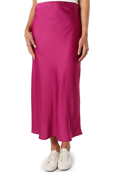Petal And Pup Nellie Satin Midi Skirt In Magenta