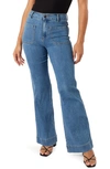 Petal And Pup Nico Patch Pocket Super High Waist Wide Leg Jeans In Dark Blue