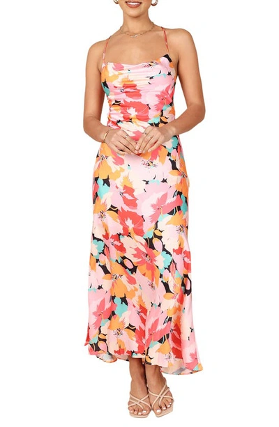 Petal And Pup Posse Floral Lace-up Back Maxi Dress In Pink Floral